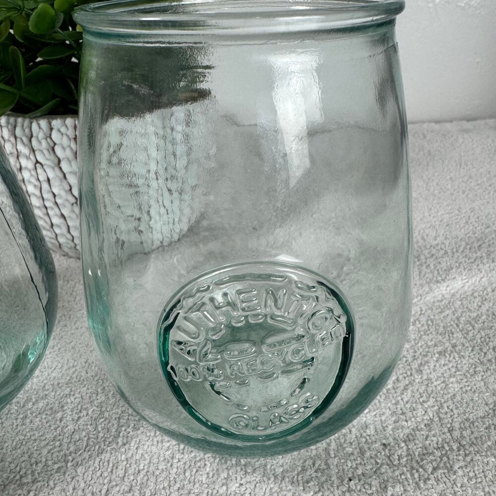 Spanish Recycled Stamped Glassware Collection Set Of 2 - Picture 3 of 9
